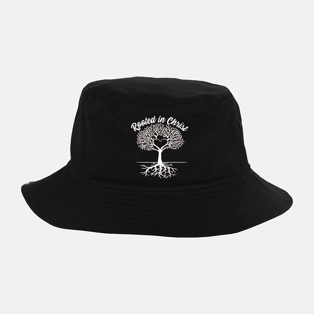 Rooted In Christ Jesus Believer Christians Tree Art Bucket Hat