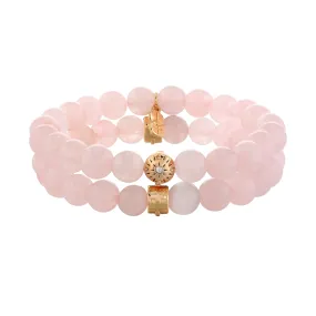 Rose Quartz Beaded Motif Bracelet Set