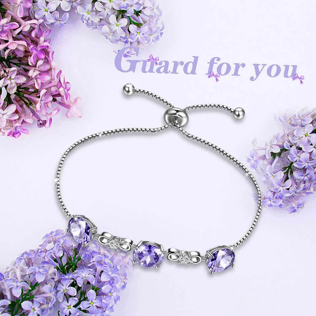 Round Birthstone June Alexandrite Bracelet Women Girls Jewelry Birthday Gift Sterling Silver