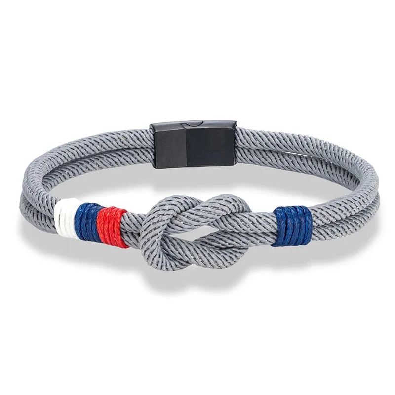 Russian National Flag Concentric Knot Rope Bracelet Women Men Black Matte Stainless Steel Magnet Buckle Infinity Couple Bracelet