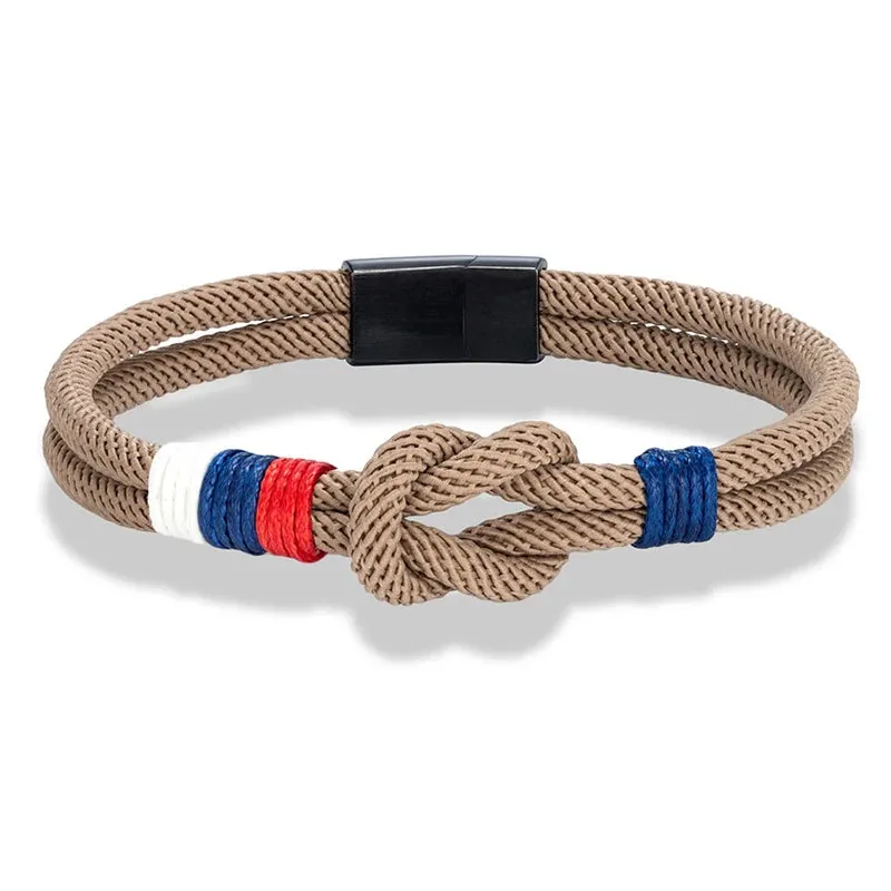 Russian National Flag Concentric Knot Rope Bracelet Women Men Black Matte Stainless Steel Magnet Buckle Infinity Couple Bracelet