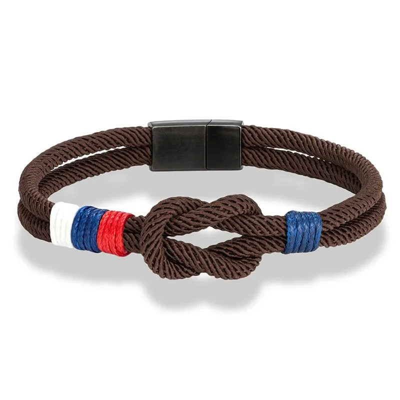 Russian National Flag Concentric Knot Rope Bracelet Women Men Black Matte Stainless Steel Magnet Buckle Infinity Couple Bracelet