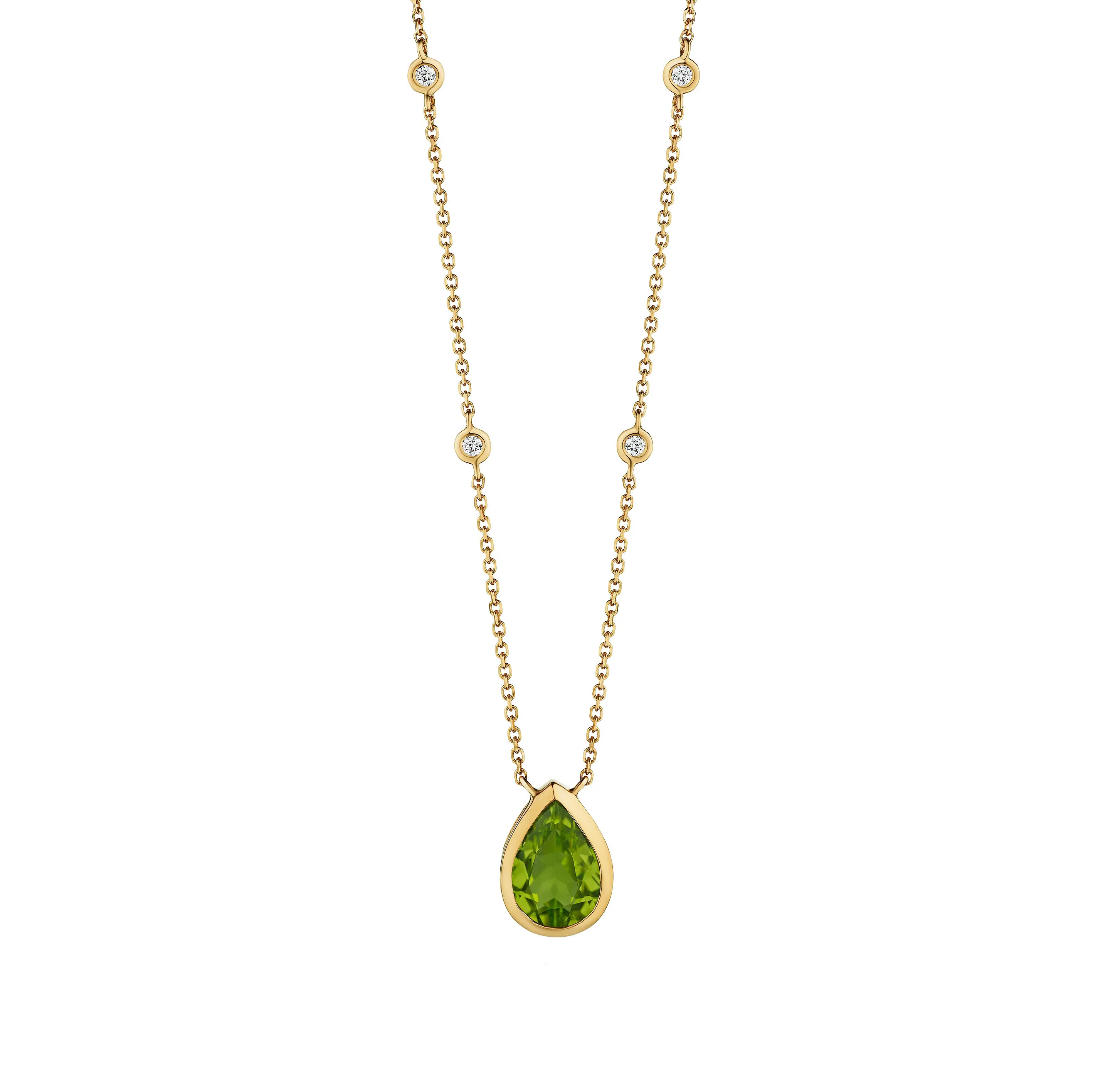 Sabel Collection Yellow Gold Peridot and Diamond Necklace