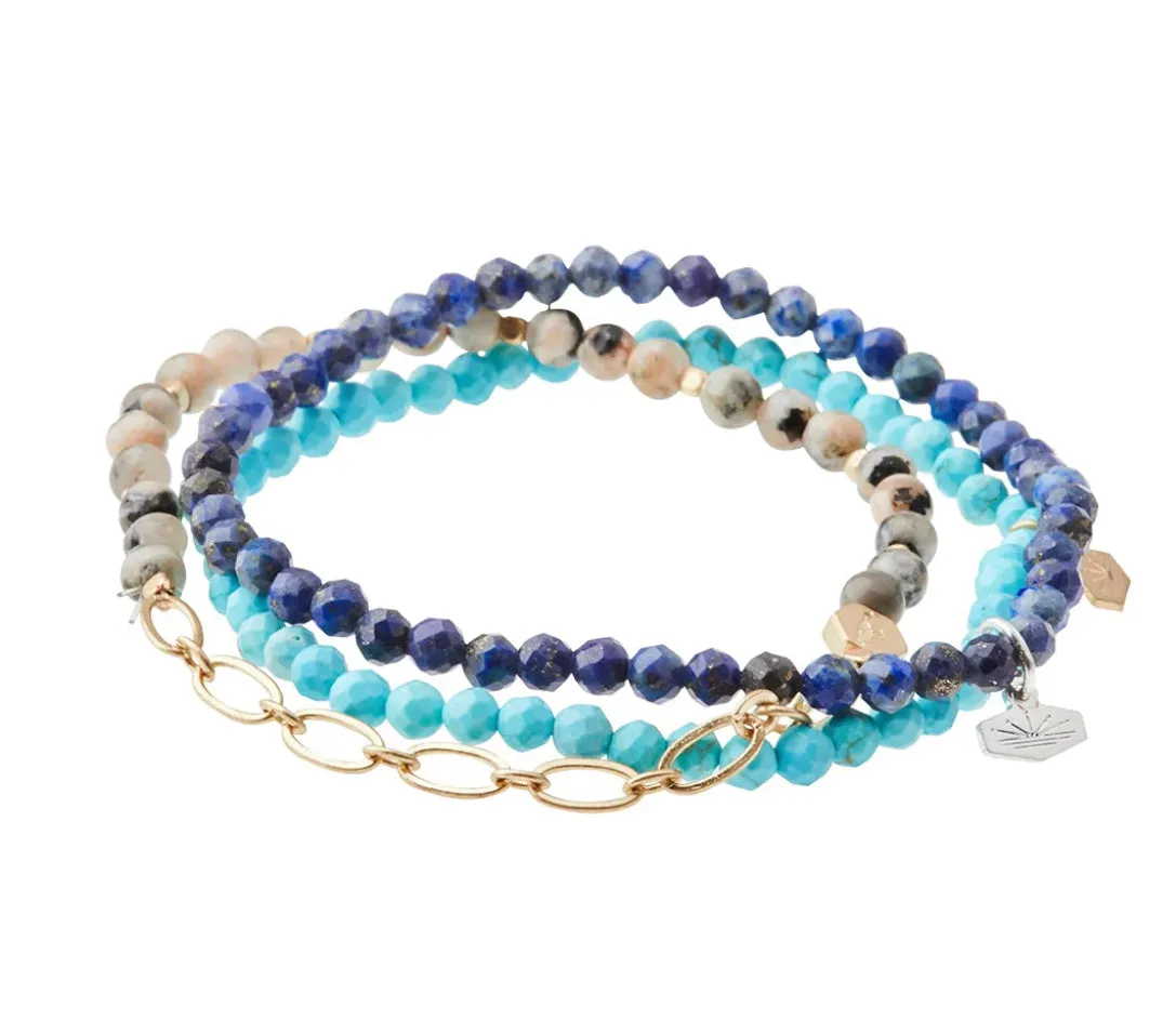 Scout Mini Faceted Stone Stacking Bracelet - Lapis/Silver