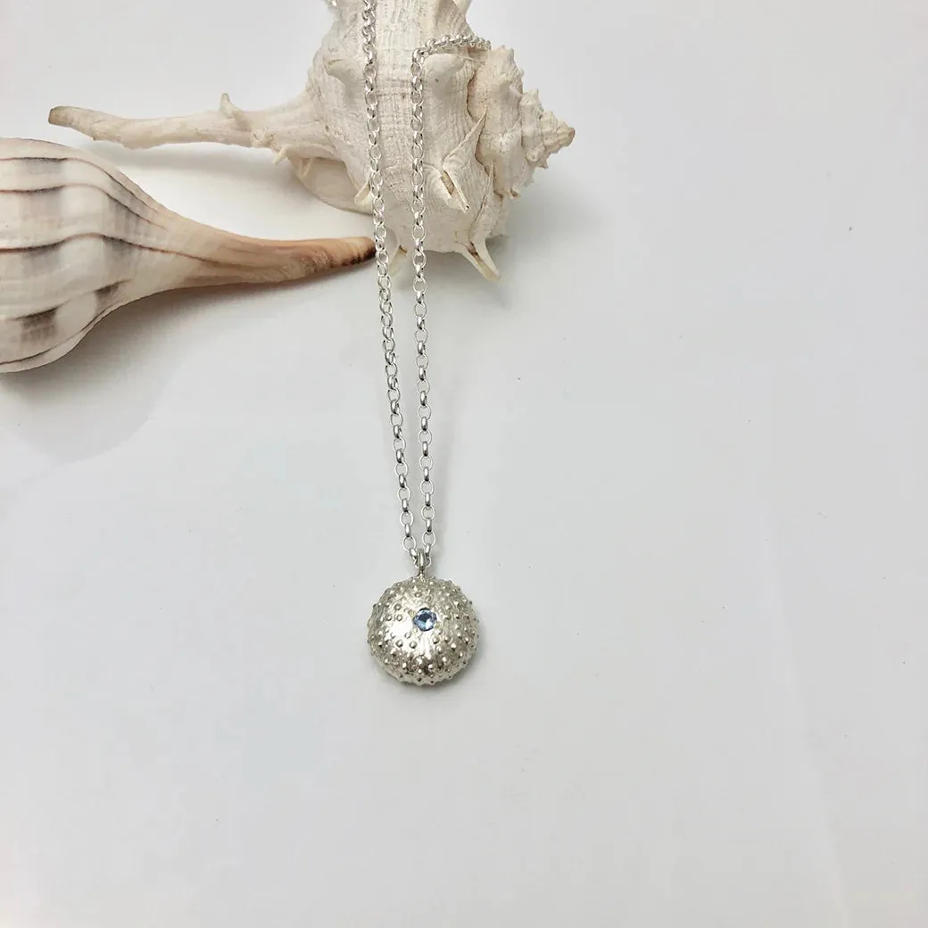 Sea Urchin Necklace with Stone (silver or gold)