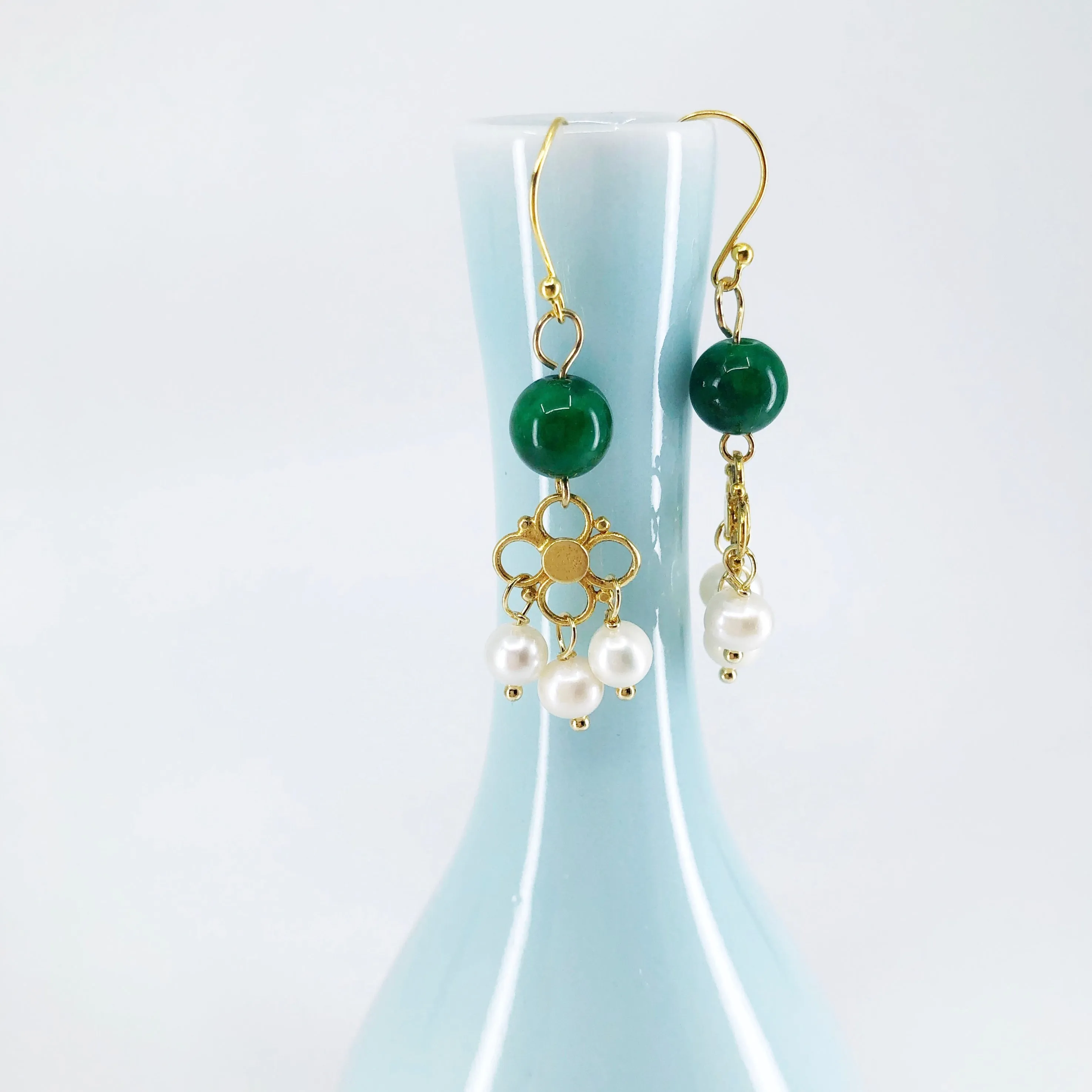 Seeds of Heaven Jade and Pearl Earrings