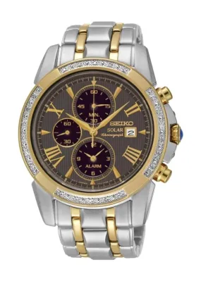 SEIKO LE GRAND SPORT TWO-TONE DIAMOND SET SOLAR CHRONOGRAPH SSC312P-9