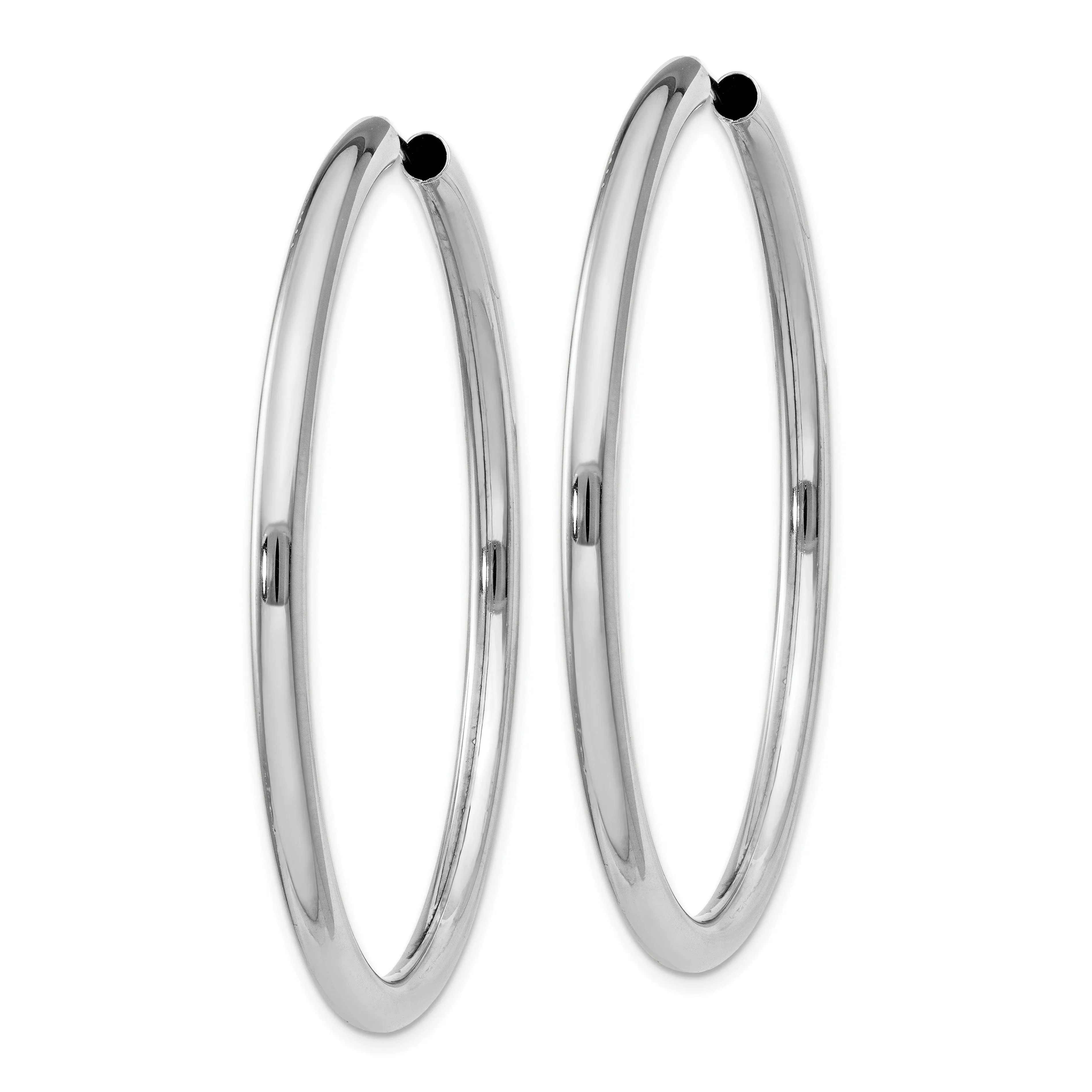 Silver Hollow Endless Tube Hoop Earrings 3mmx50mm