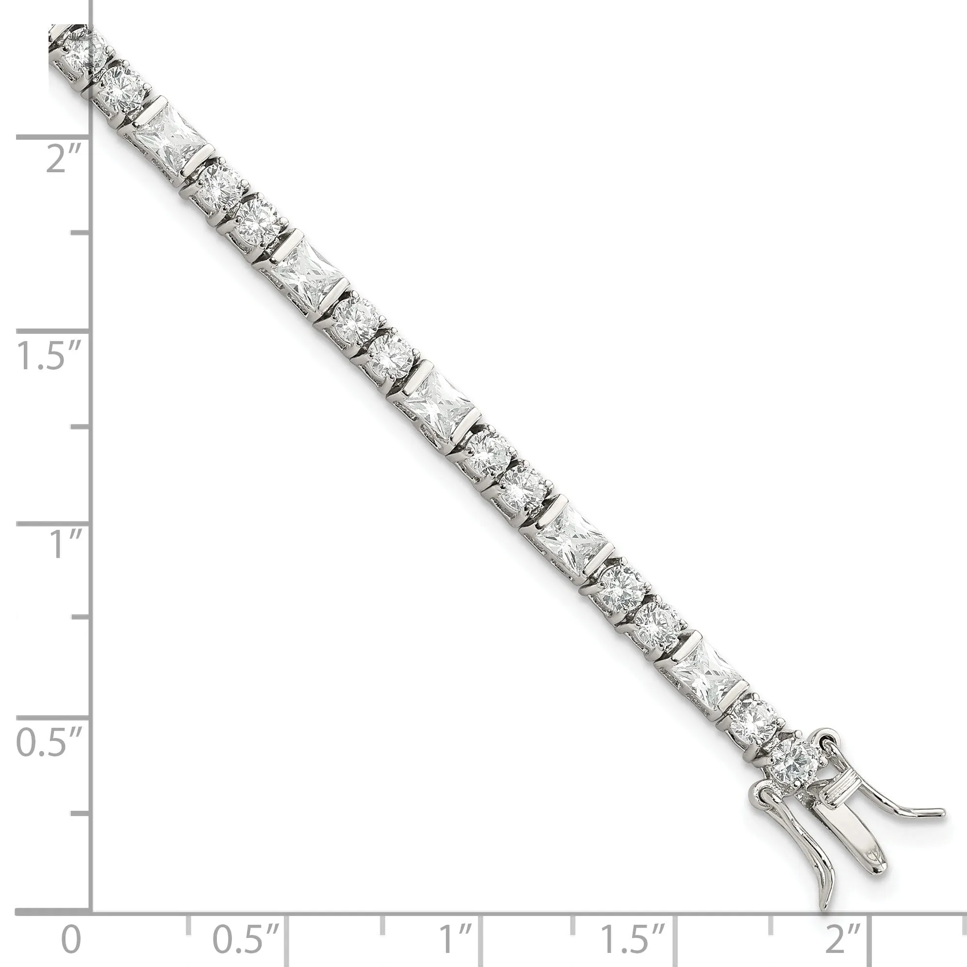 Silver Polished Cubic Zirconia Tennis Bracelet