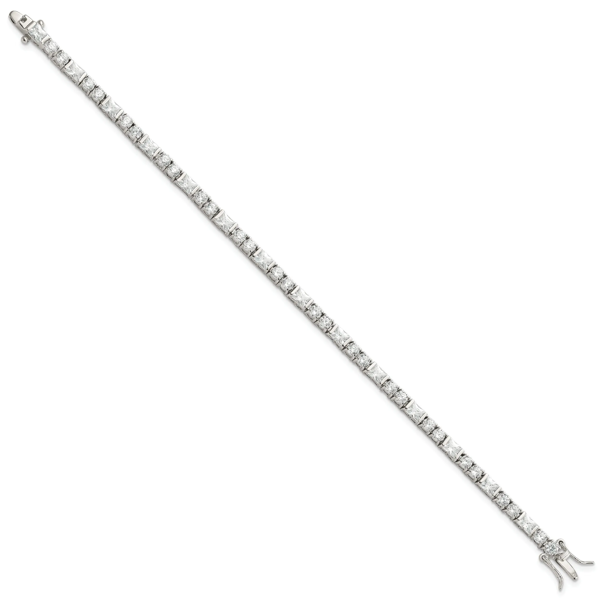 Silver Polished Cubic Zirconia Tennis Bracelet