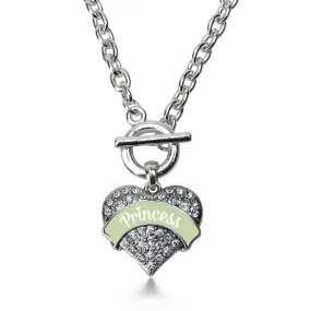 Silver Princess - Peridot Pave Heart Charm Toggle Necklace