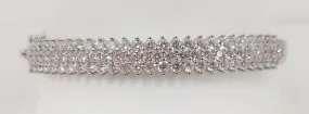 Silver Simulated Diamond Three Row Hinged Bracelet