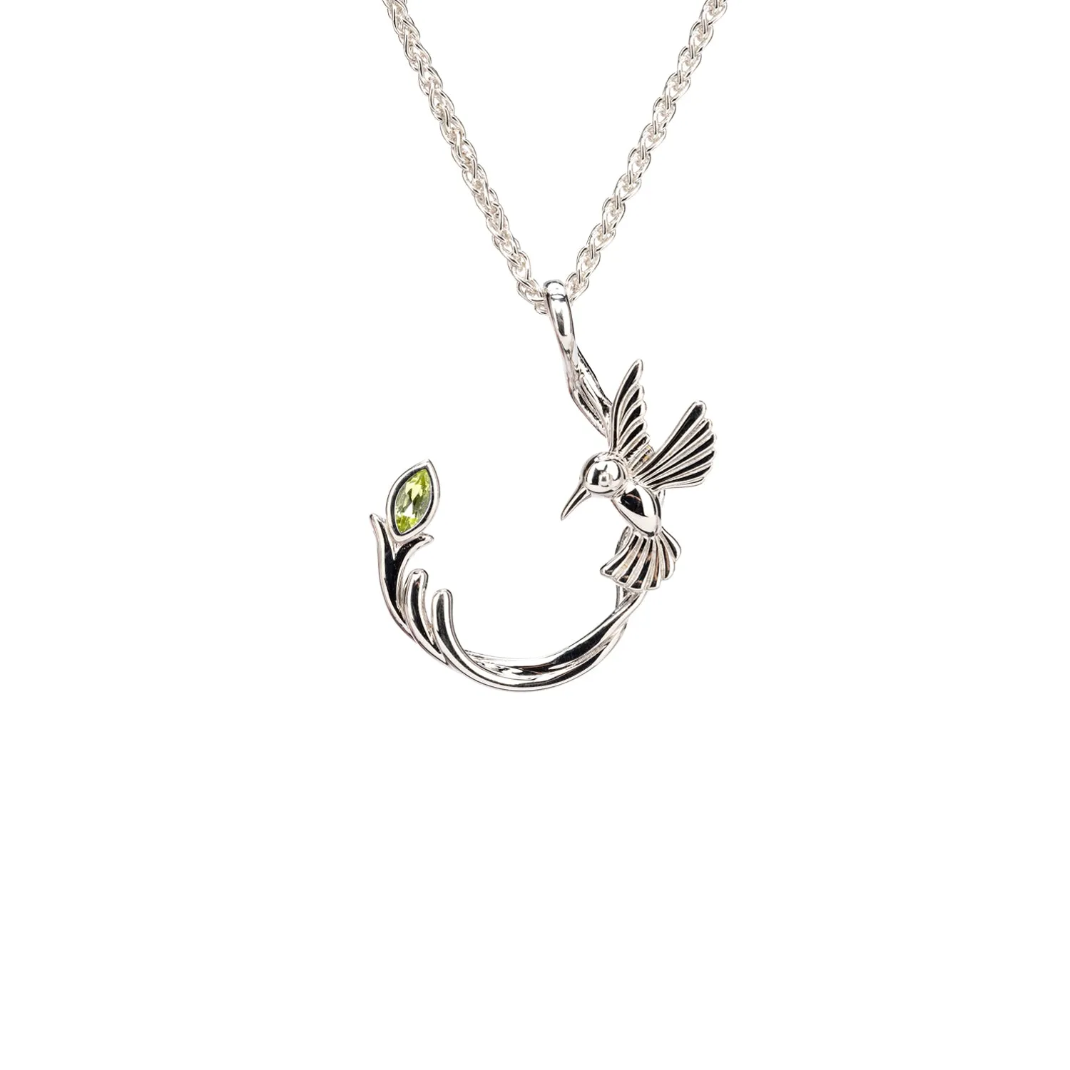 Silver Single Hummingbird Pendant - Blue Topaz/Rhodolite/Peridot