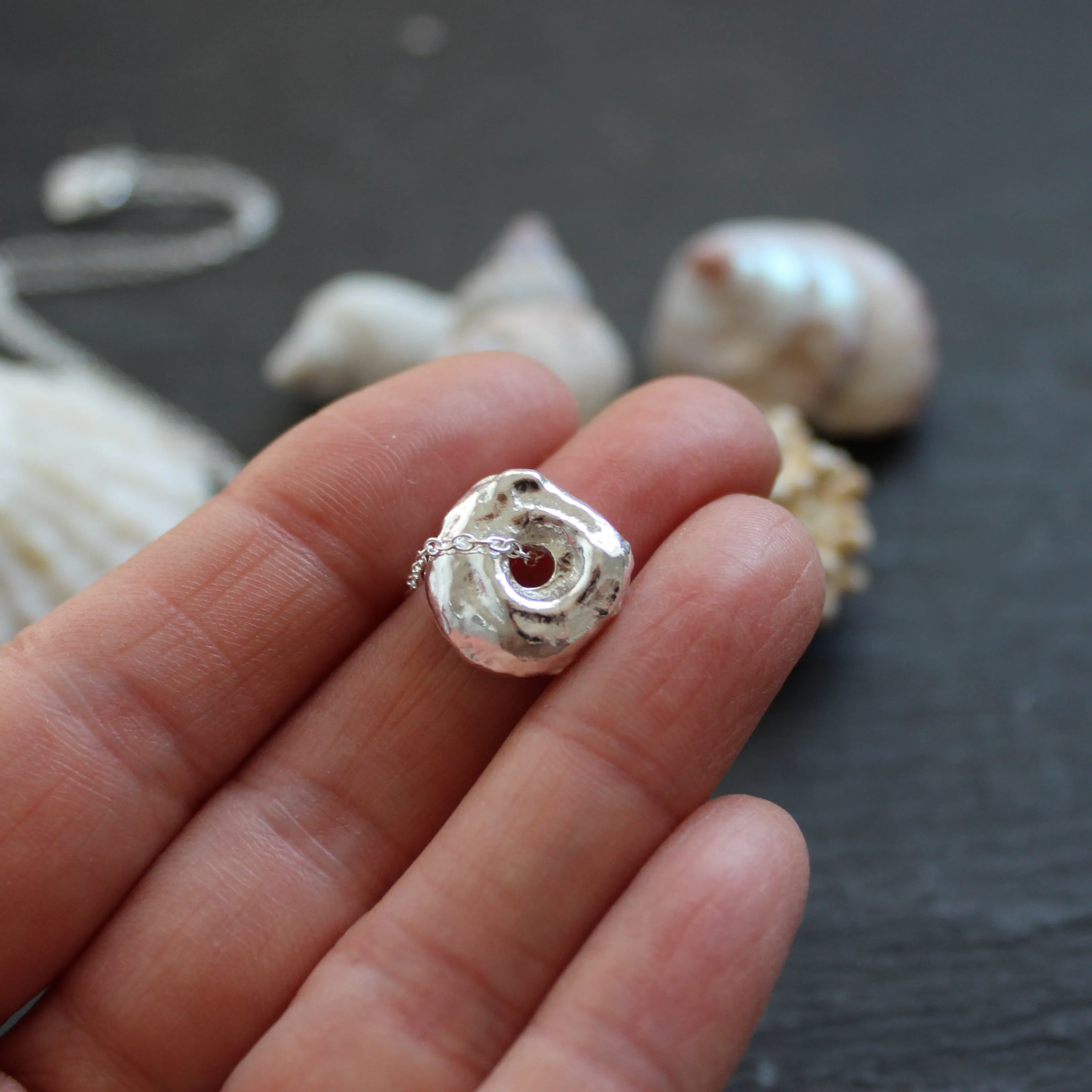 Small Fairy Stone Pendant Necklace in Recycled Sterling Silver