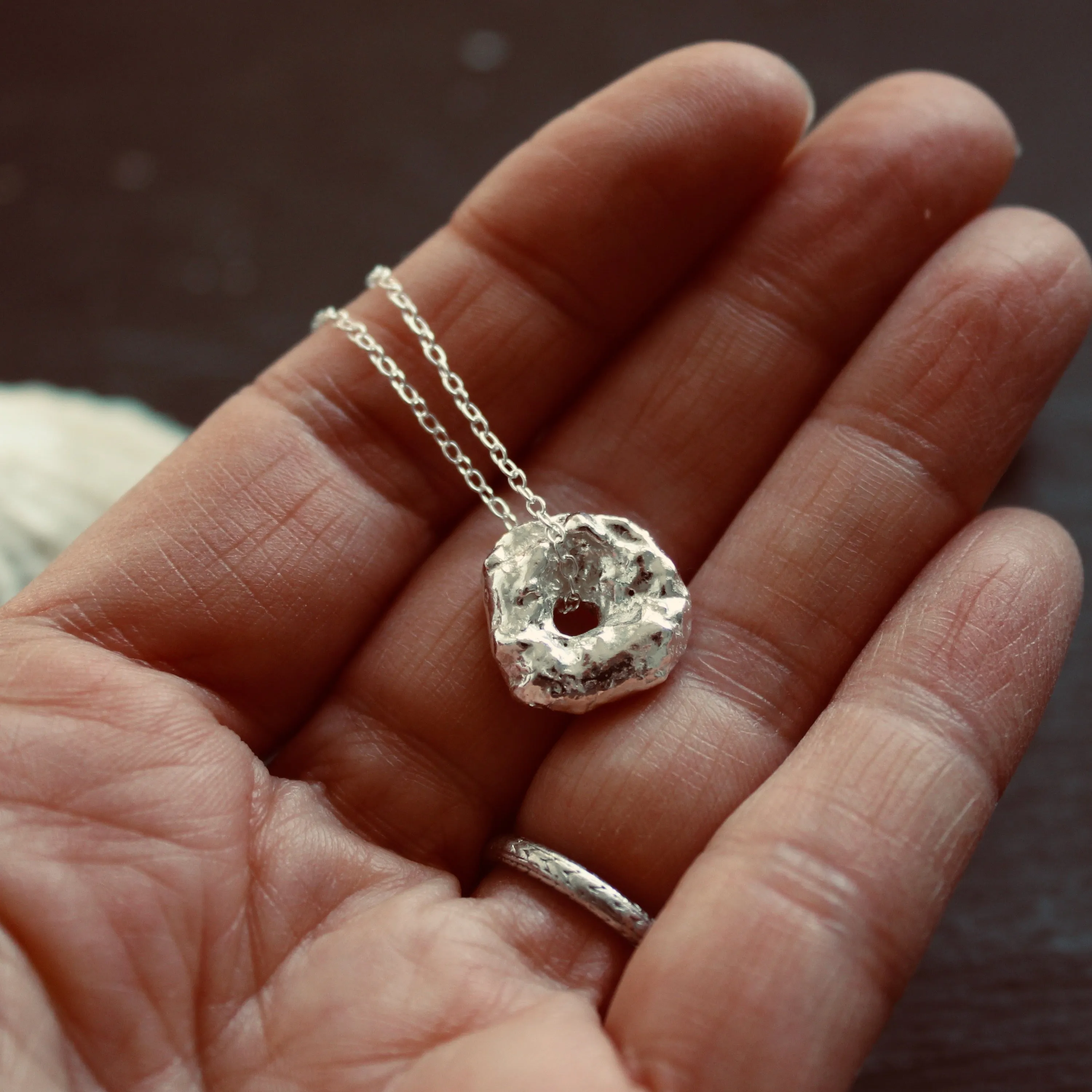 Small Fairy Stone Pendant Necklace in Recycled Sterling Silver