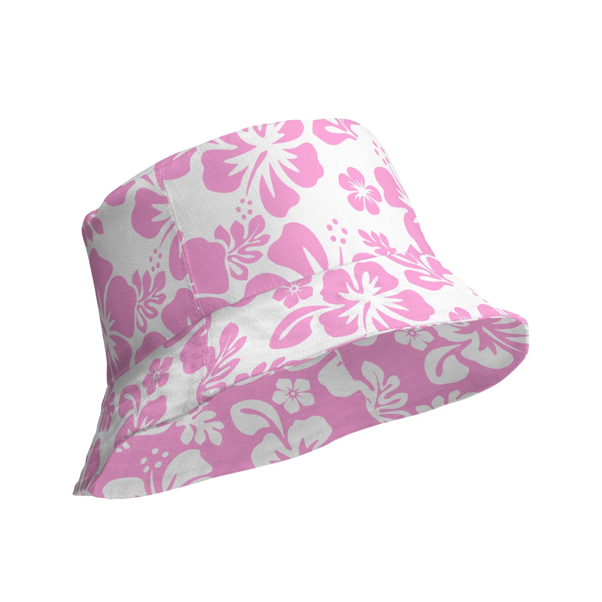 Soft Pink Hawaiian Flowers Reversible Bucket Hat