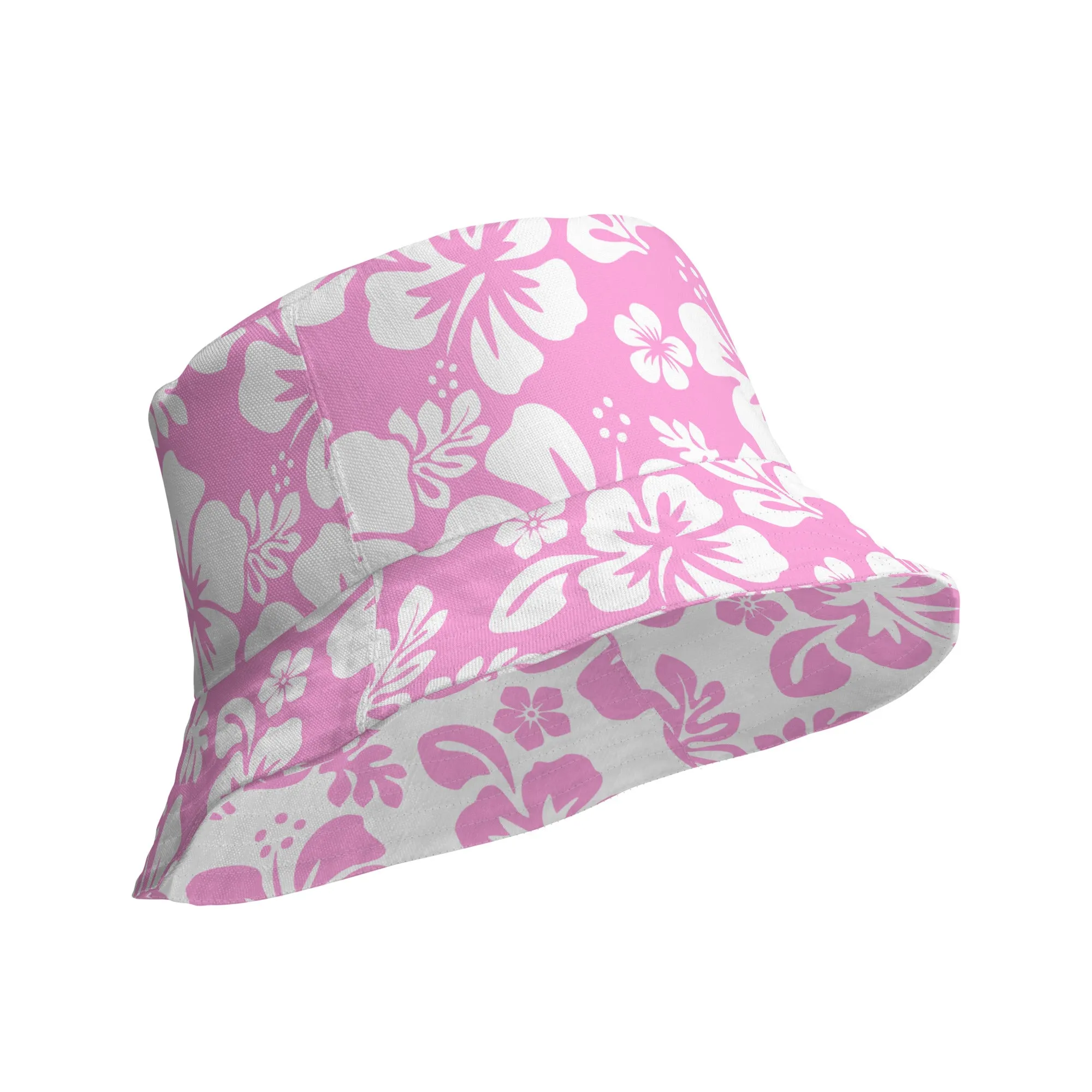 Soft Pink Hawaiian Flowers Reversible Bucket Hat