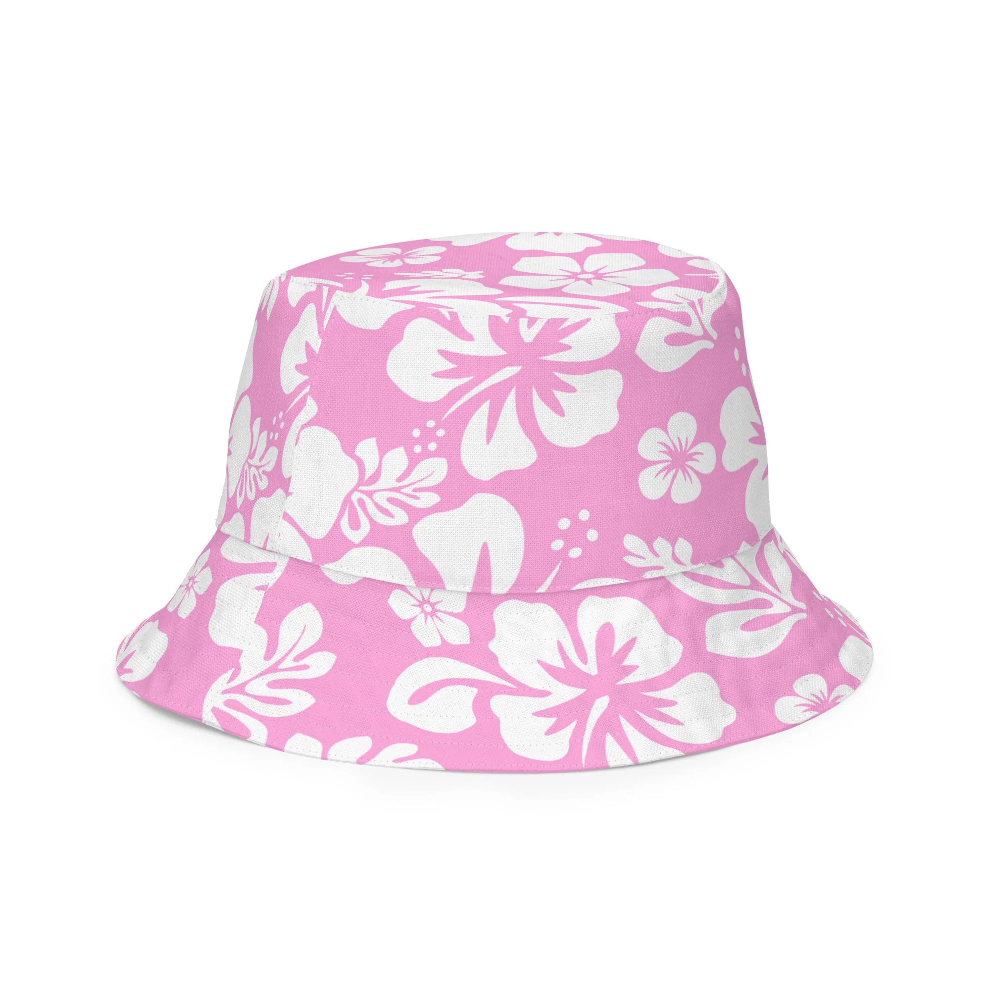 Soft Pink Hawaiian Flowers Reversible Bucket Hat