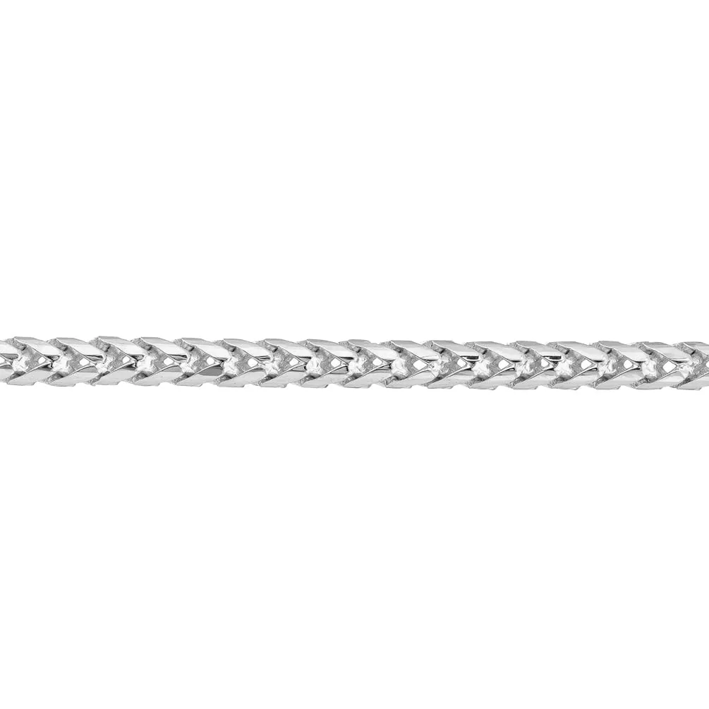 Solid 14k White Gold 3.5mm Franco Chain Bracelet with Lobster Lock