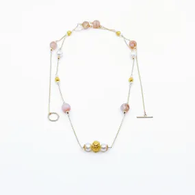 Spring Sakura Agate Long Necklace