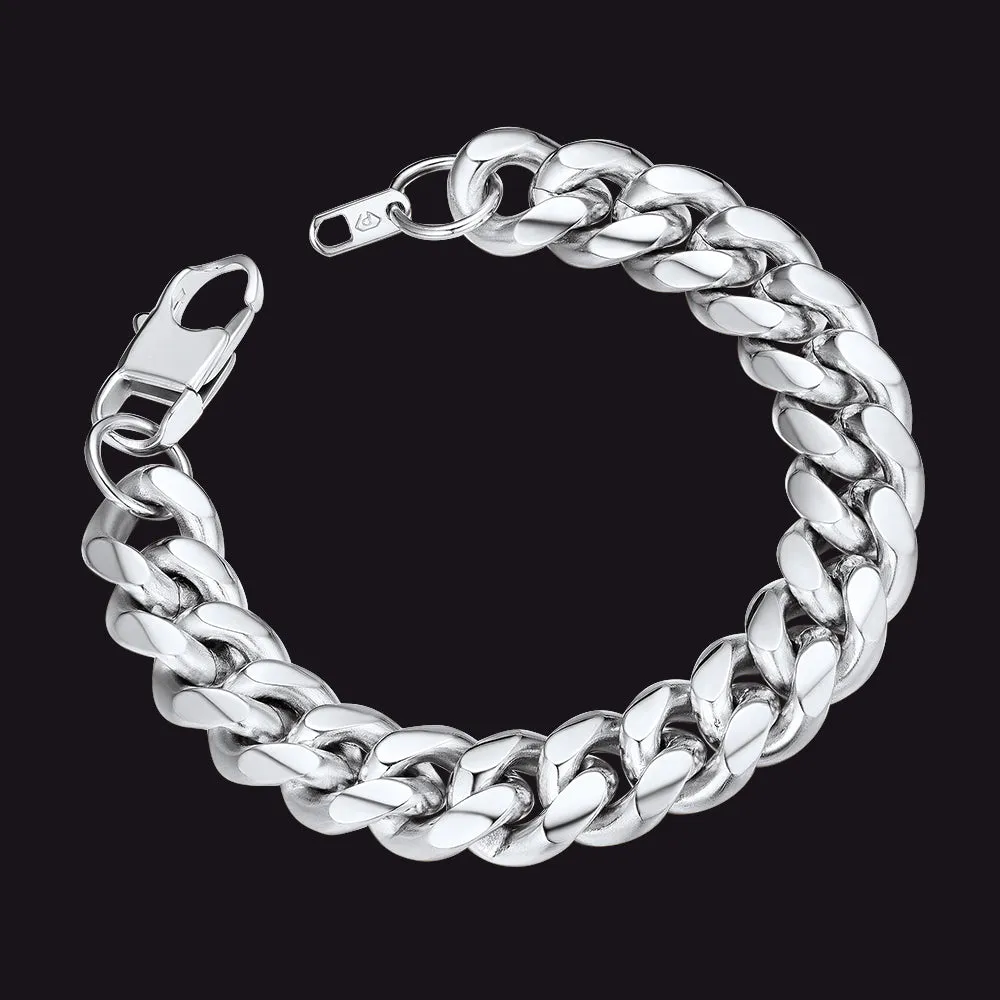 Stainless Steel Cuban Link Chain Bracelet Gift for Men