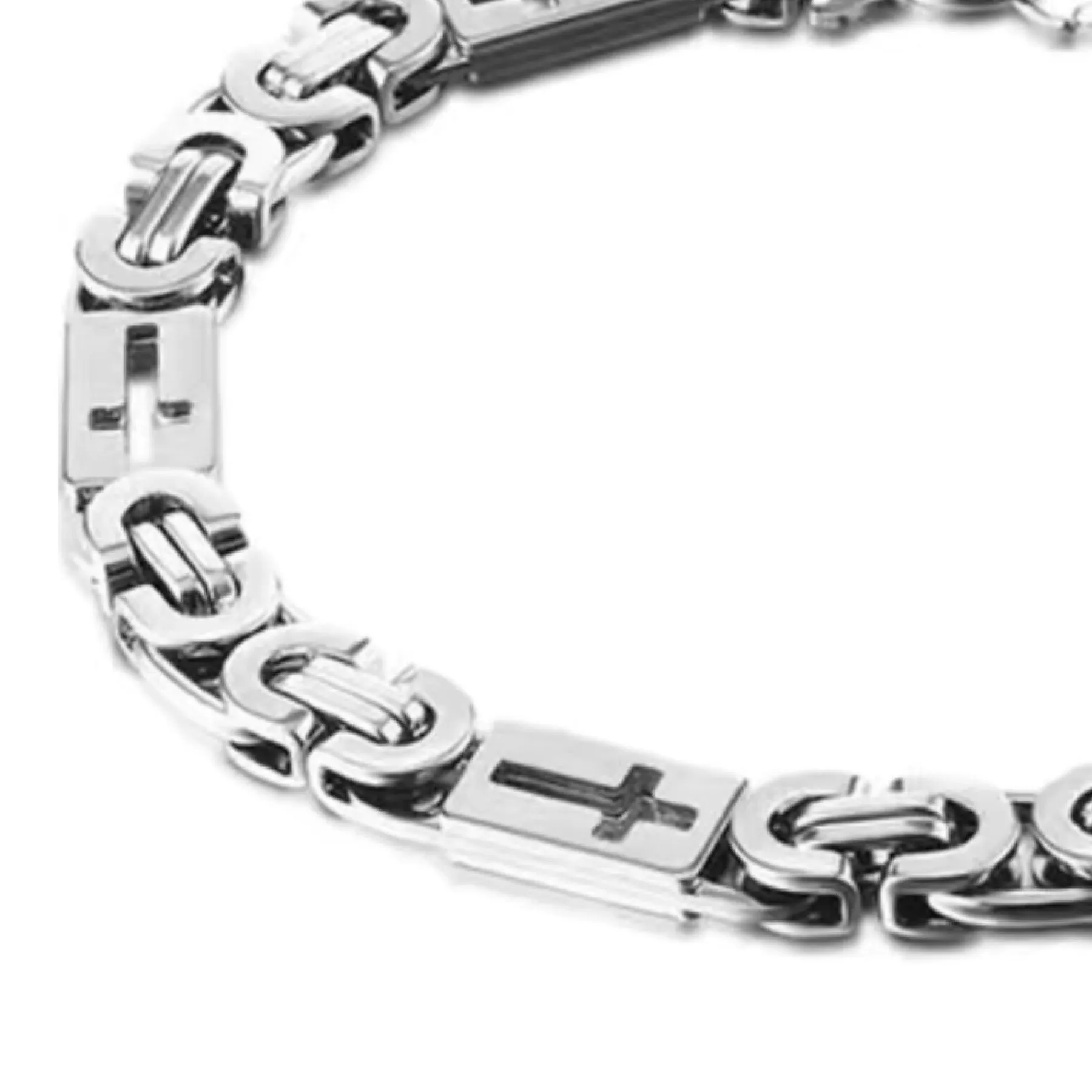 Stainless Steel Cutout Cross Cuban Chain Bracelet