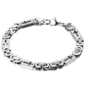 Stainless Steel Cutout Cross Cuban Chain Bracelet