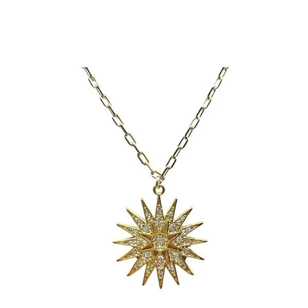 Starburst CZ Micropave Necklace: 18kt Gold Fill (NGCP465STR)