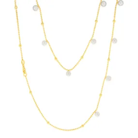 Sterling Silver Gold Plated Pearls on 60cm Chain