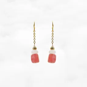 Strawberry Quartz Earrings Gold