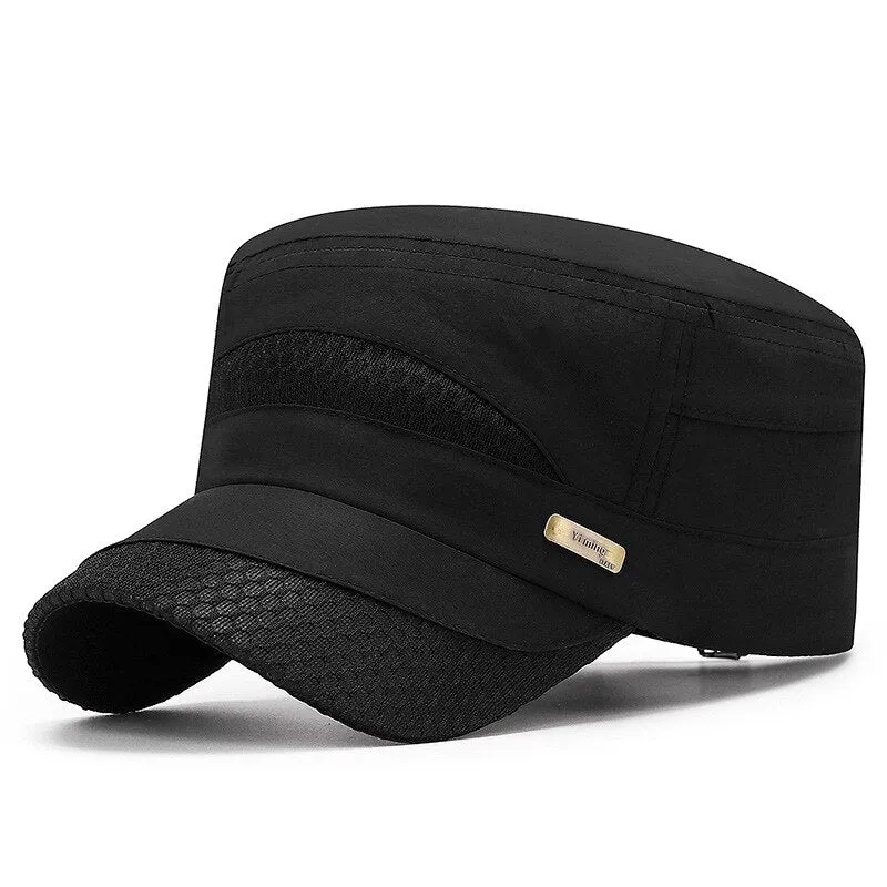 Summer Men's Hats Fast Drying Sunscreen Flat Top Cap Women's Outdoor Snapback Hat Casual Mesh Cap Breathable Sun Hat