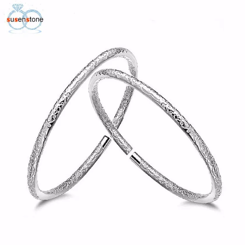 SUSENSTONE 10PCS Fashion Bohemia Jewelry Silver Womens Charm Bangle Bracelet  female silver bracelet