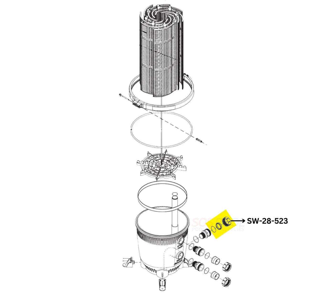 Swimables Drain Cap Assembly With O-Ring For Jandy DEV Filters | R0523000 | SW-28-523