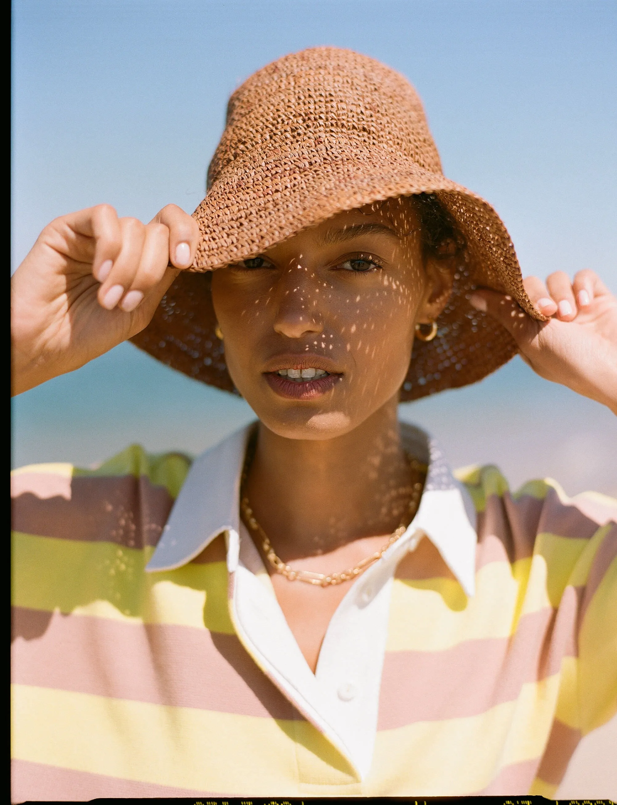 Tan Raffia Bucket Hat