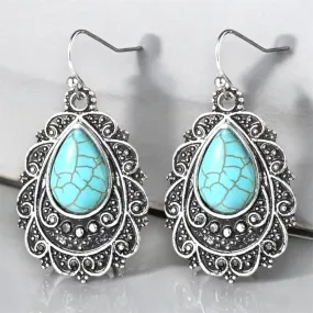 Teardrop Faux Turquoise Bohemian Earrings: Timeless Elegance with a Vintage Style Twist