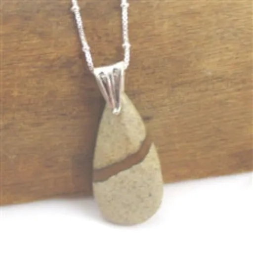 Teardrop Gemstone Jasper Pendant Necklace On Silver Chain