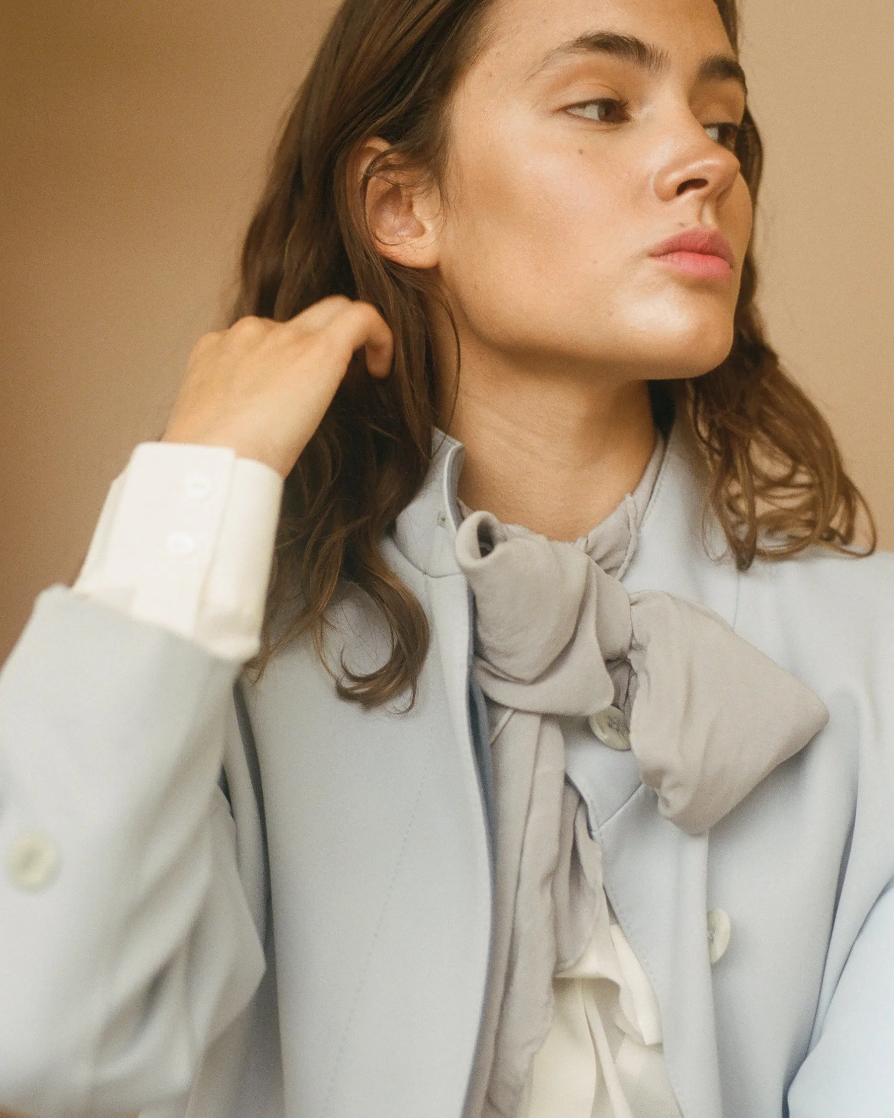 'The Classic' Washable Silk Scarf in Stone