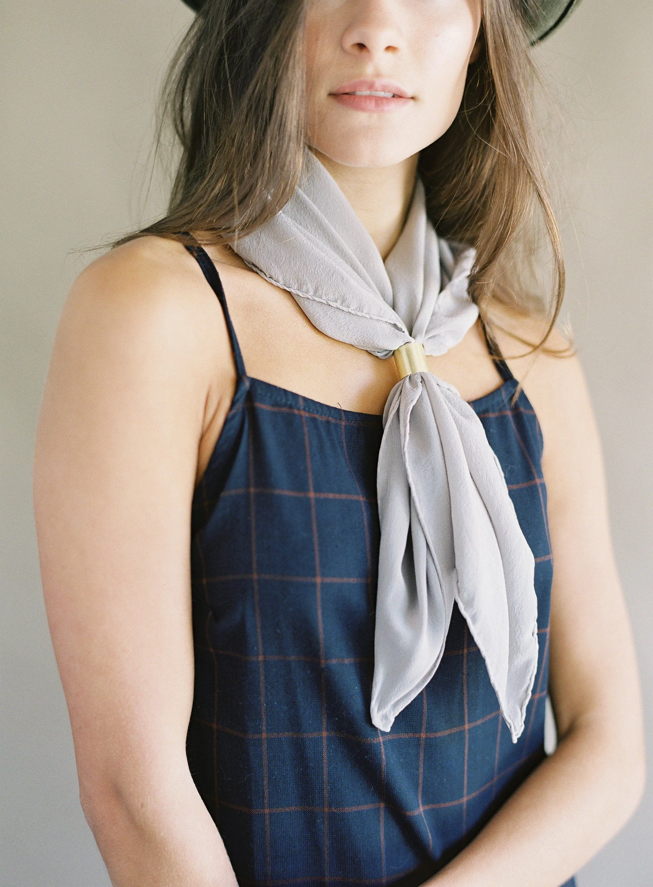 'The Classic' Washable Silk Scarf in Stone