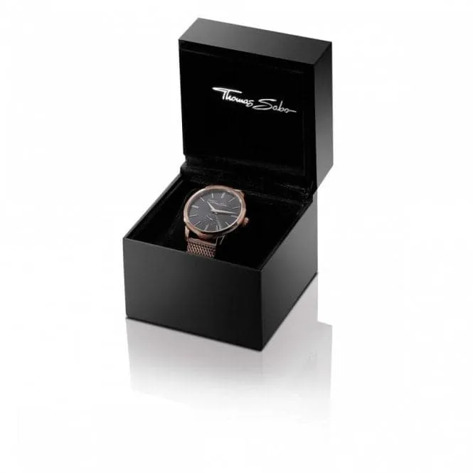 Thomas Sabo Rebel At Heart Leather Black Pyramid Watch WA0322-221-203