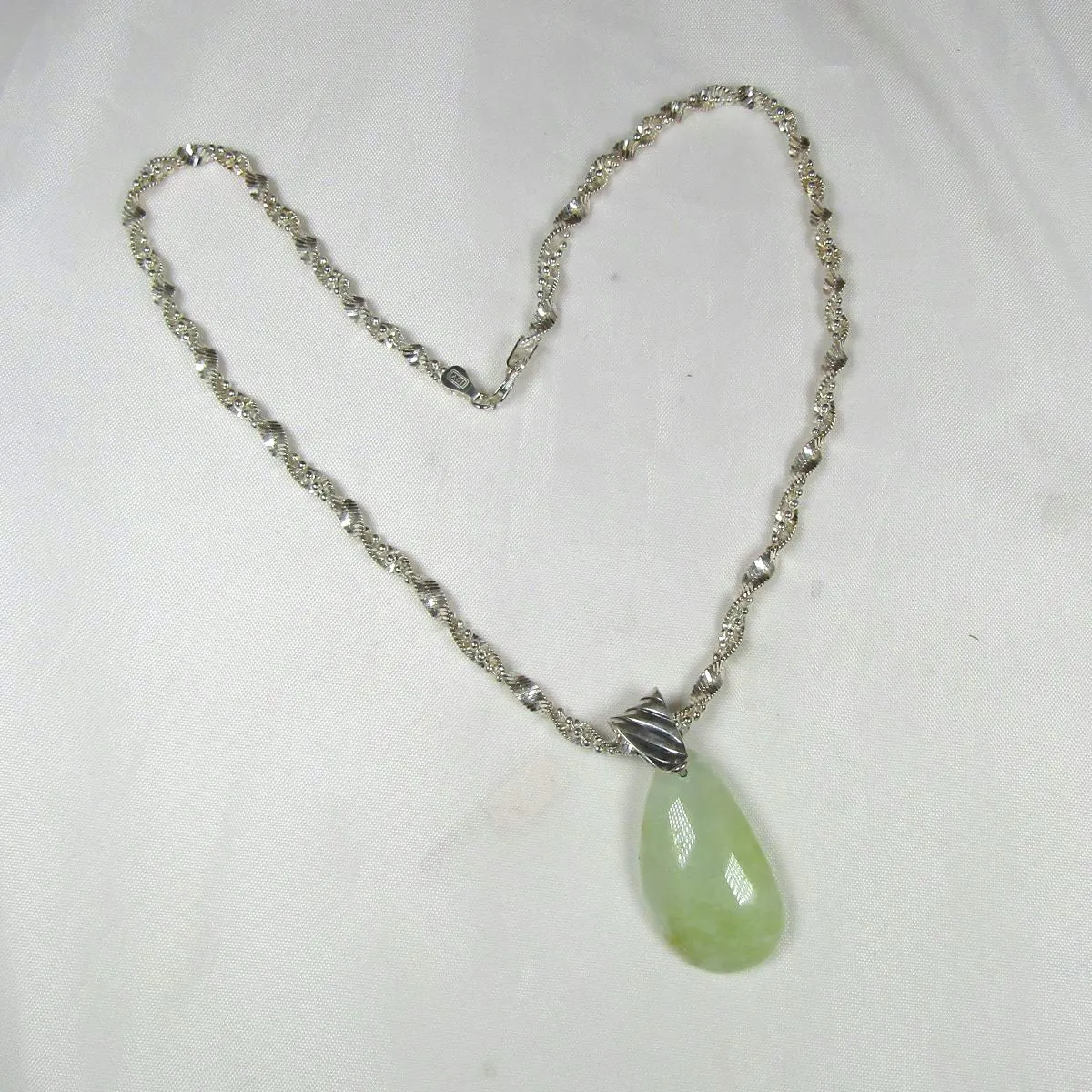 Translucent Green Pendant Necklace Prehnite Gemstone