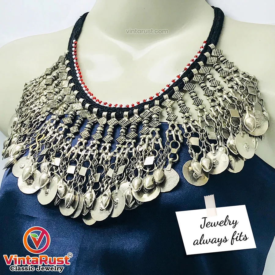 Tribal Vintage Long Charm Dangling Tassels Necklace