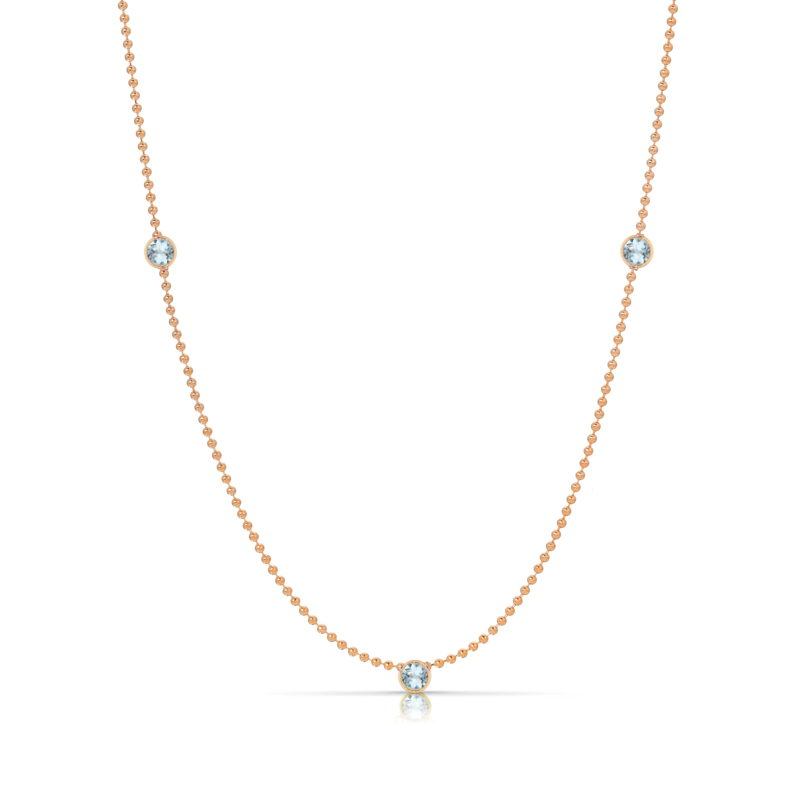 Triple Birthstone Layering Necklace - Rose Gold