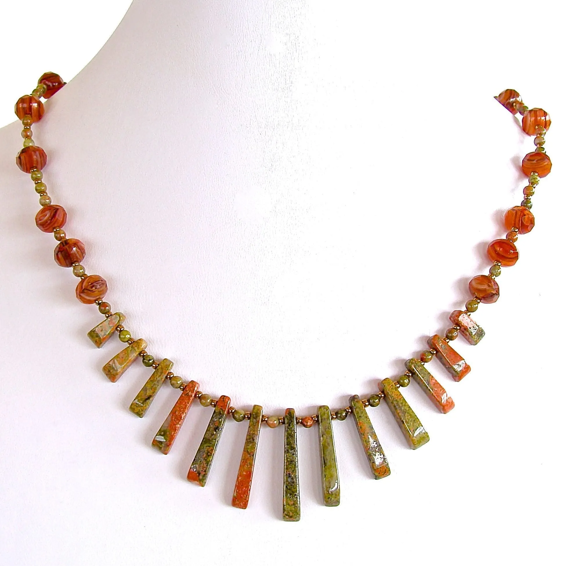 Turning Leaf: 19" Semi-precious Earth Tone Jewelry