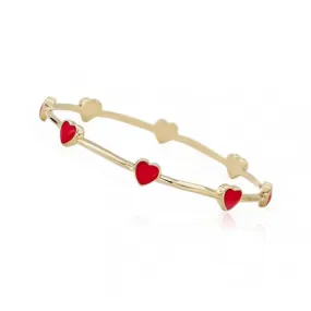 Twin Stars Dainty Hearts Bangle In Red