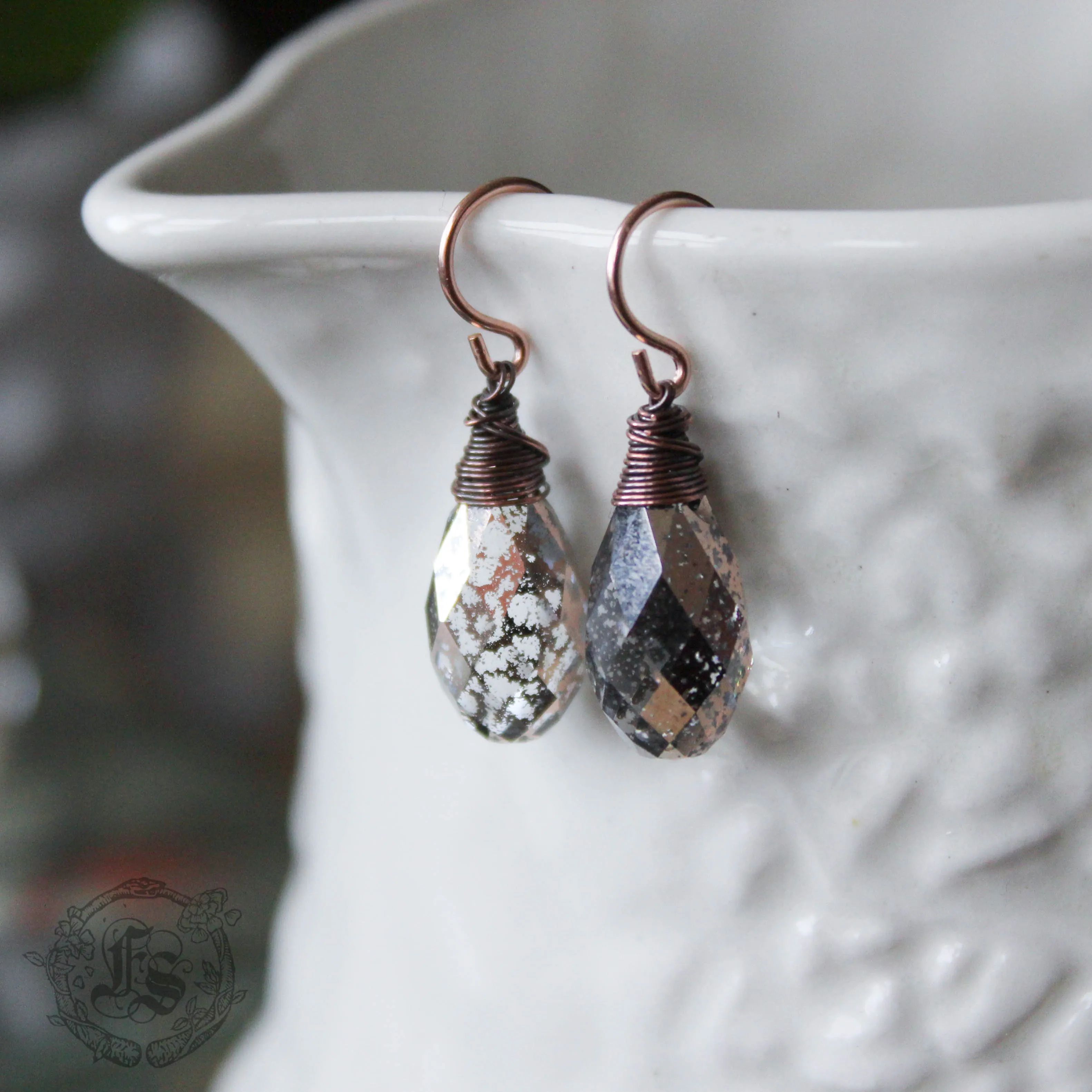 Unicorn Tears. Rose Gold Swarovski Crystal Drop Earrings.