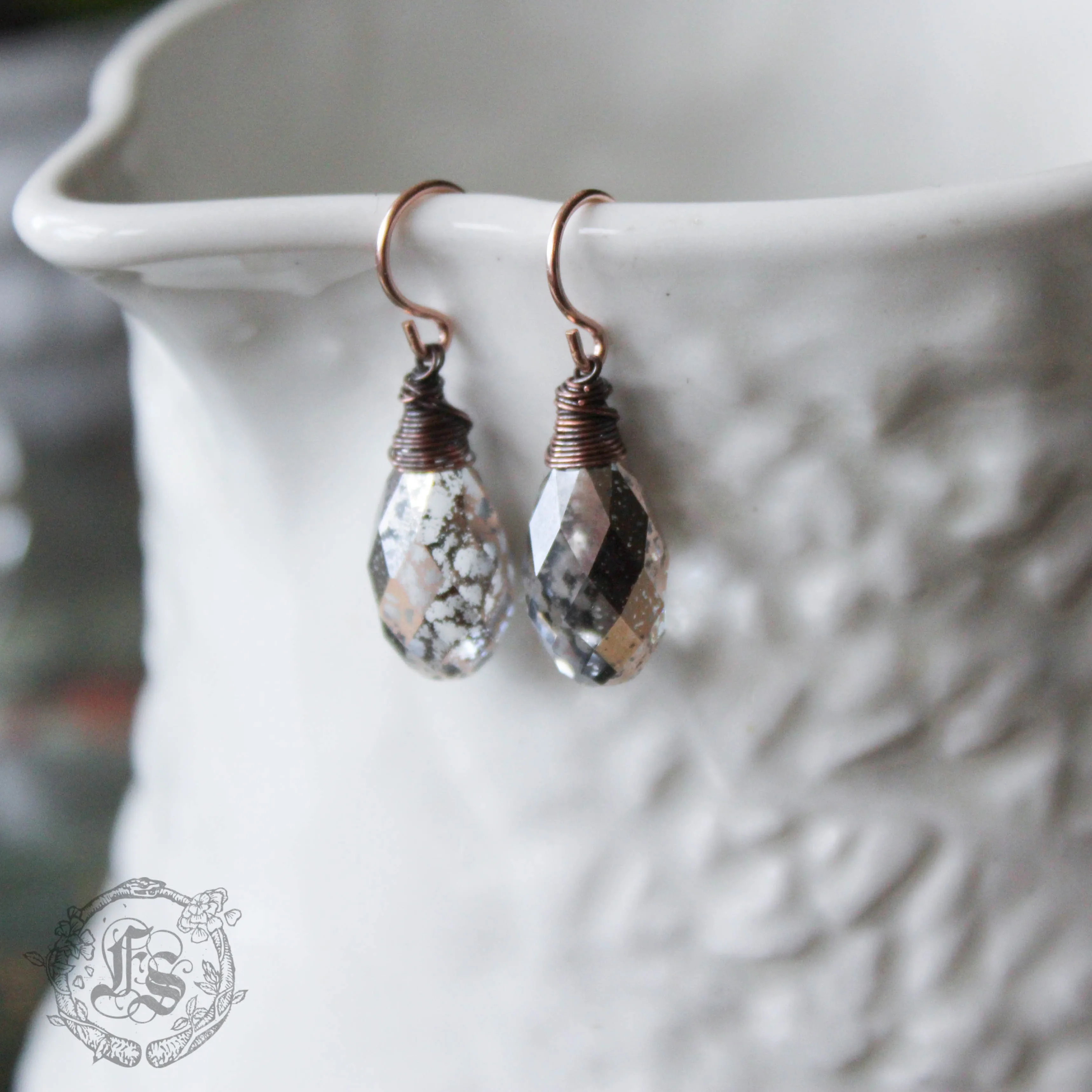 Unicorn Tears. Rose Gold Swarovski Crystal Drop Earrings.