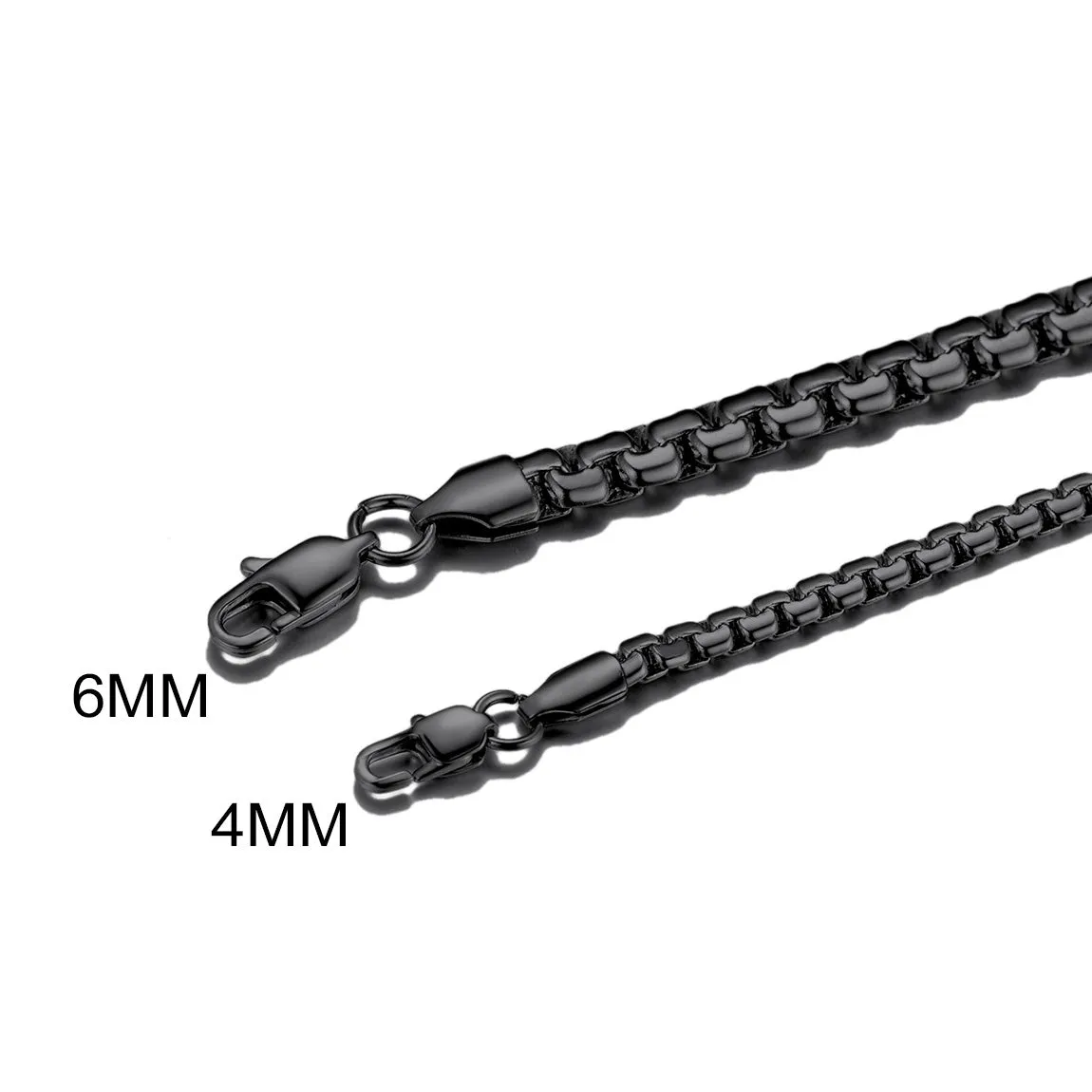 Unisex 4/6mm Cuban Flat Box Link Chain Bracelet for Men