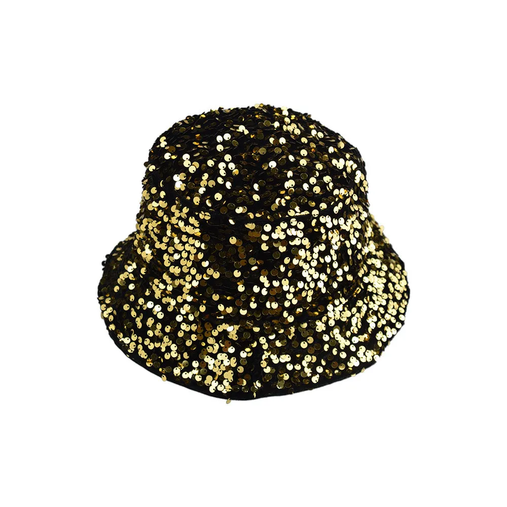 Unisex Reservible Sequins Print Boonie Bucket Hat Cap Brim Outdoor Sun Safari Camping Fishing