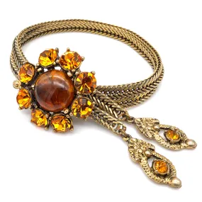 【USA輸入】ヴィンテージ セルロ アンバー フラワー ブレスレット/Vintage SELRO Amber Flower Bracelet