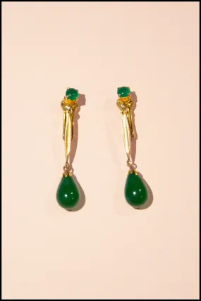 Vintage 1950s Green Glass Drop Earrings